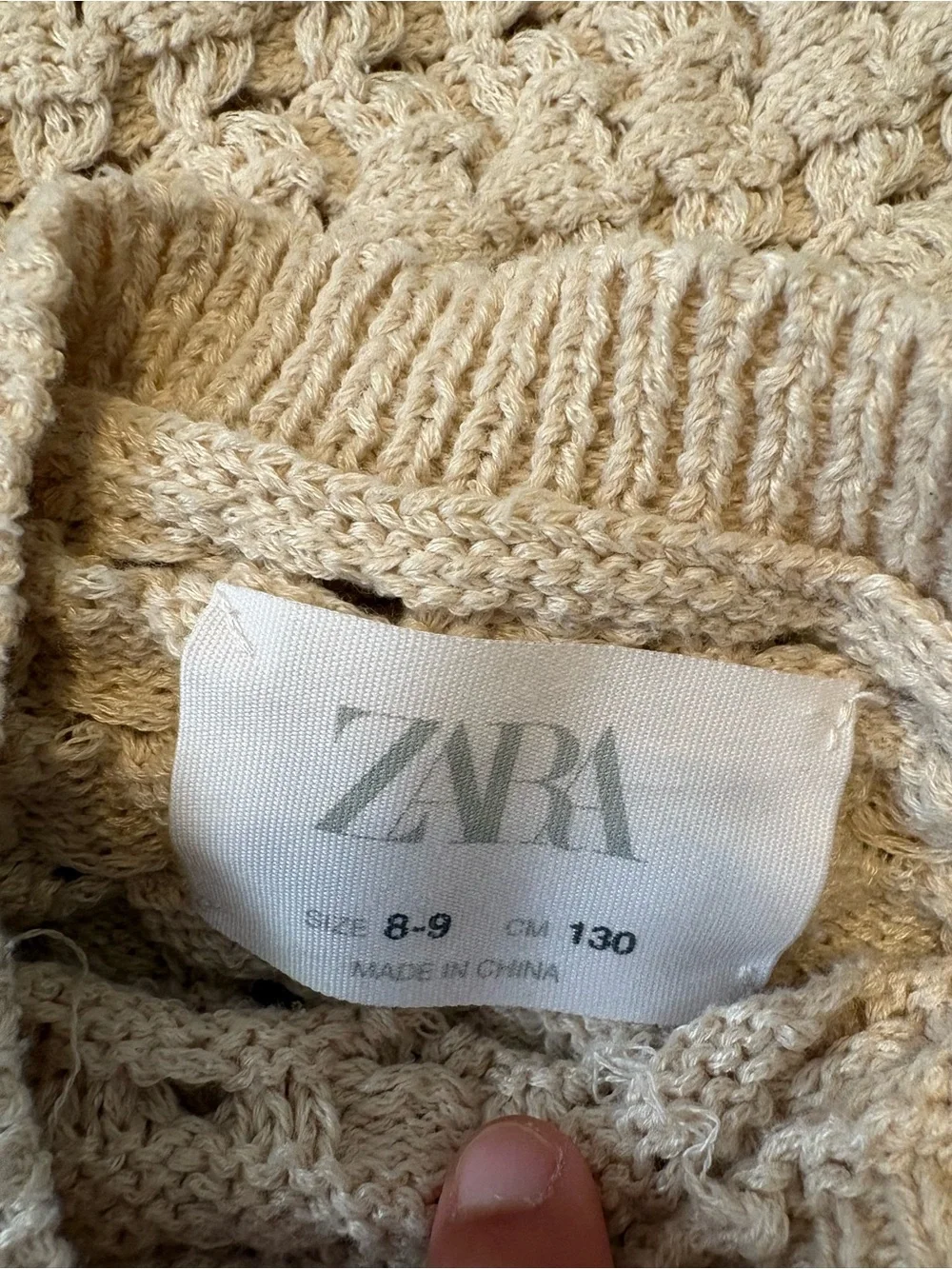 Zara Crochet Knit Cropped Sweater - Cream